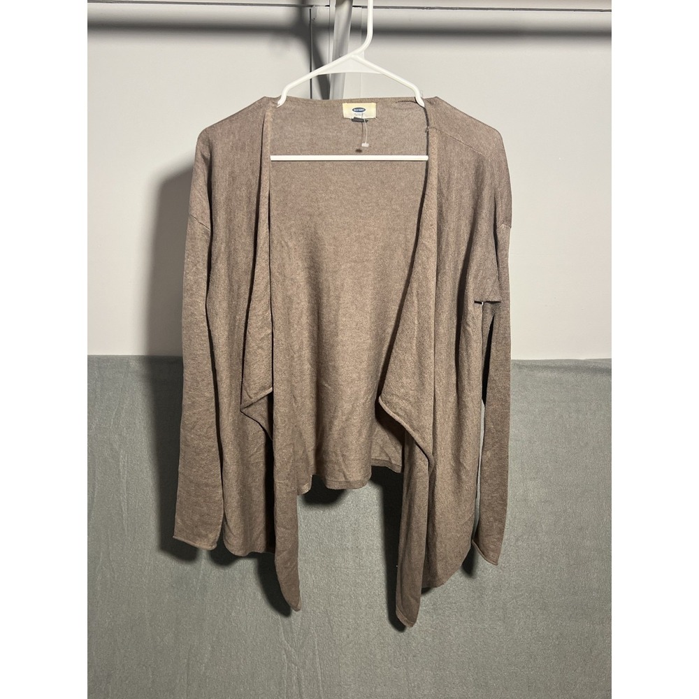 Old Navy Women's Small S Open Front Draped Cardigan Sweater Taupe Brown Knit